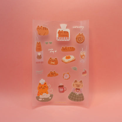 Bakery cat transparent sticker sheet