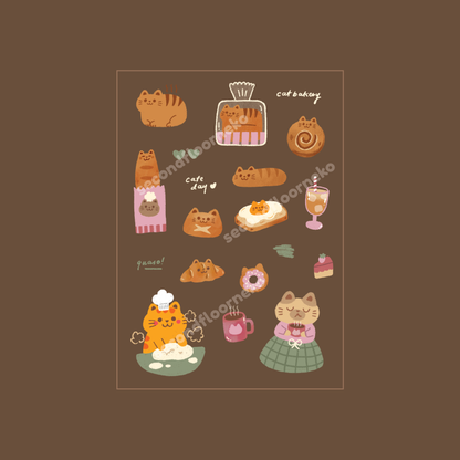 Bakery cat transparent sticker sheet