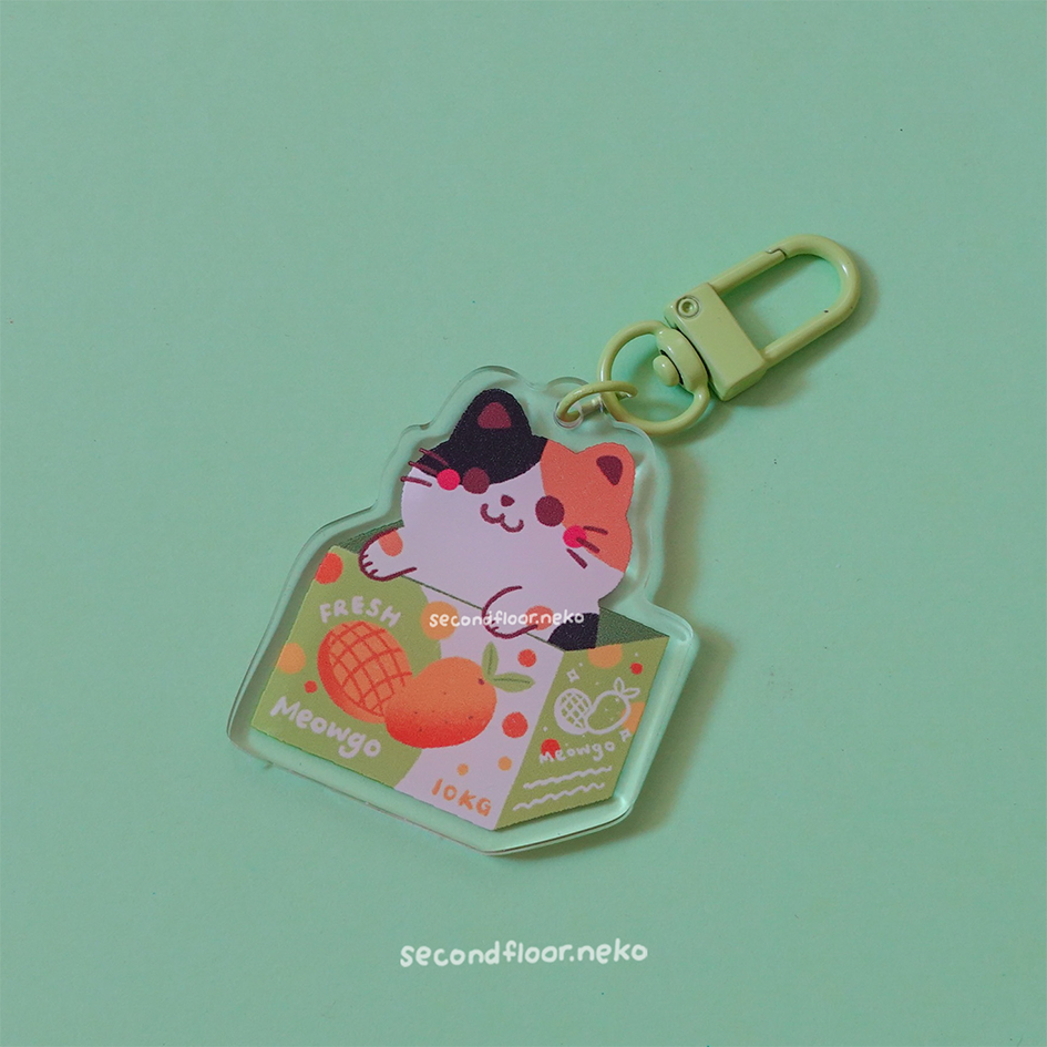 Cats in boxes keychain