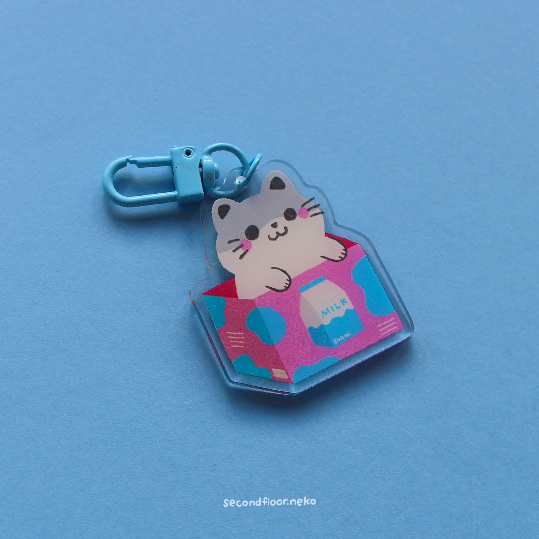 Cats in boxes keychain