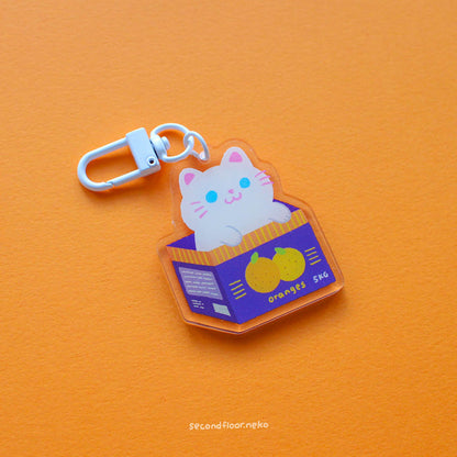 Cats in boxes keychain