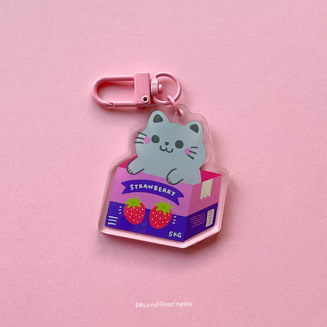 Cats in boxes keychain