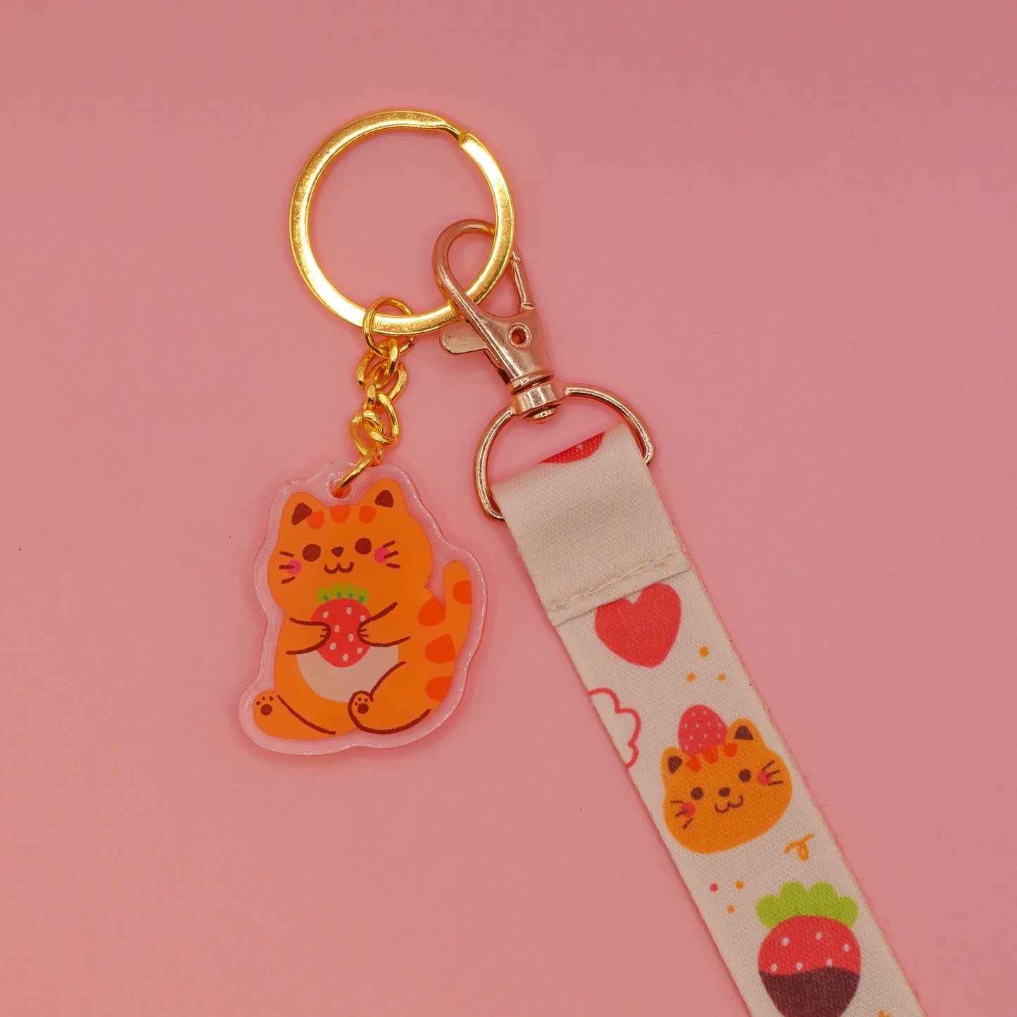 Strawberry cats wristlet