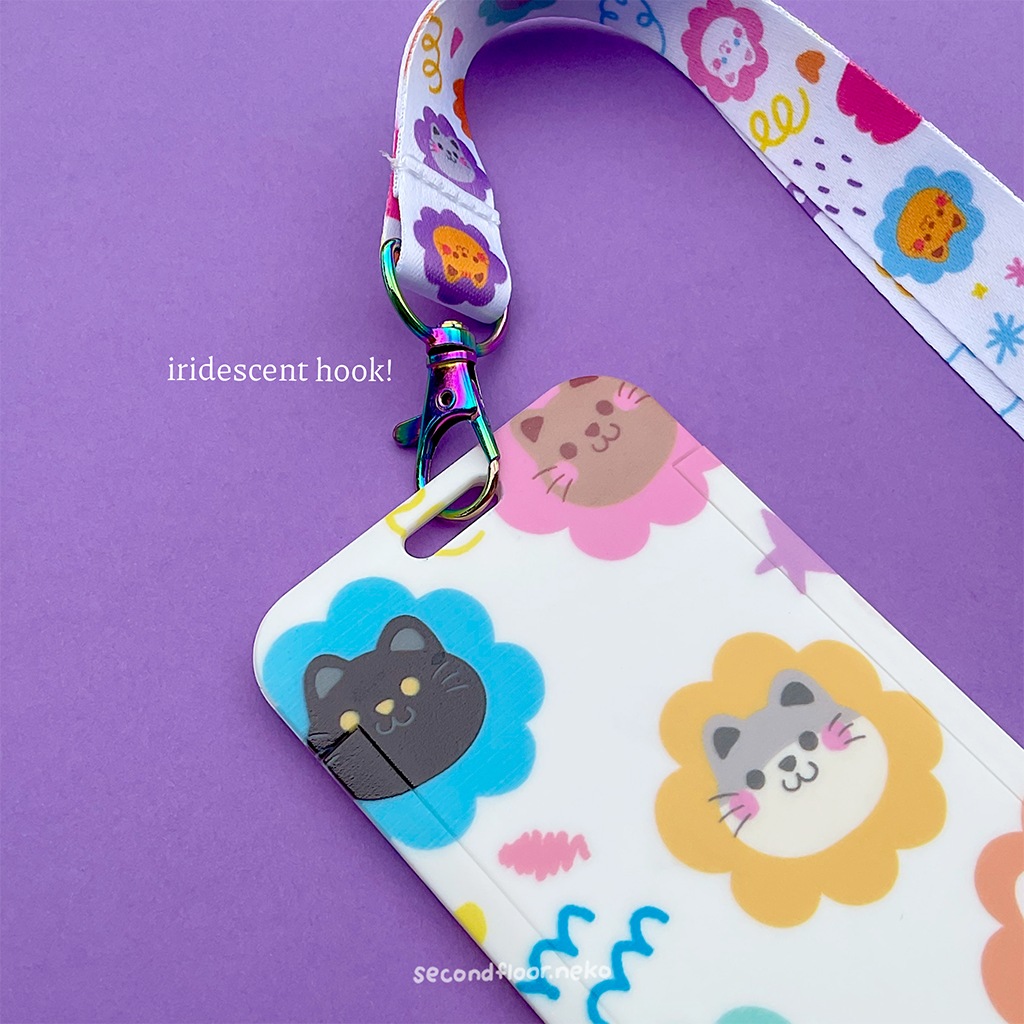 Flower power cats lanyard