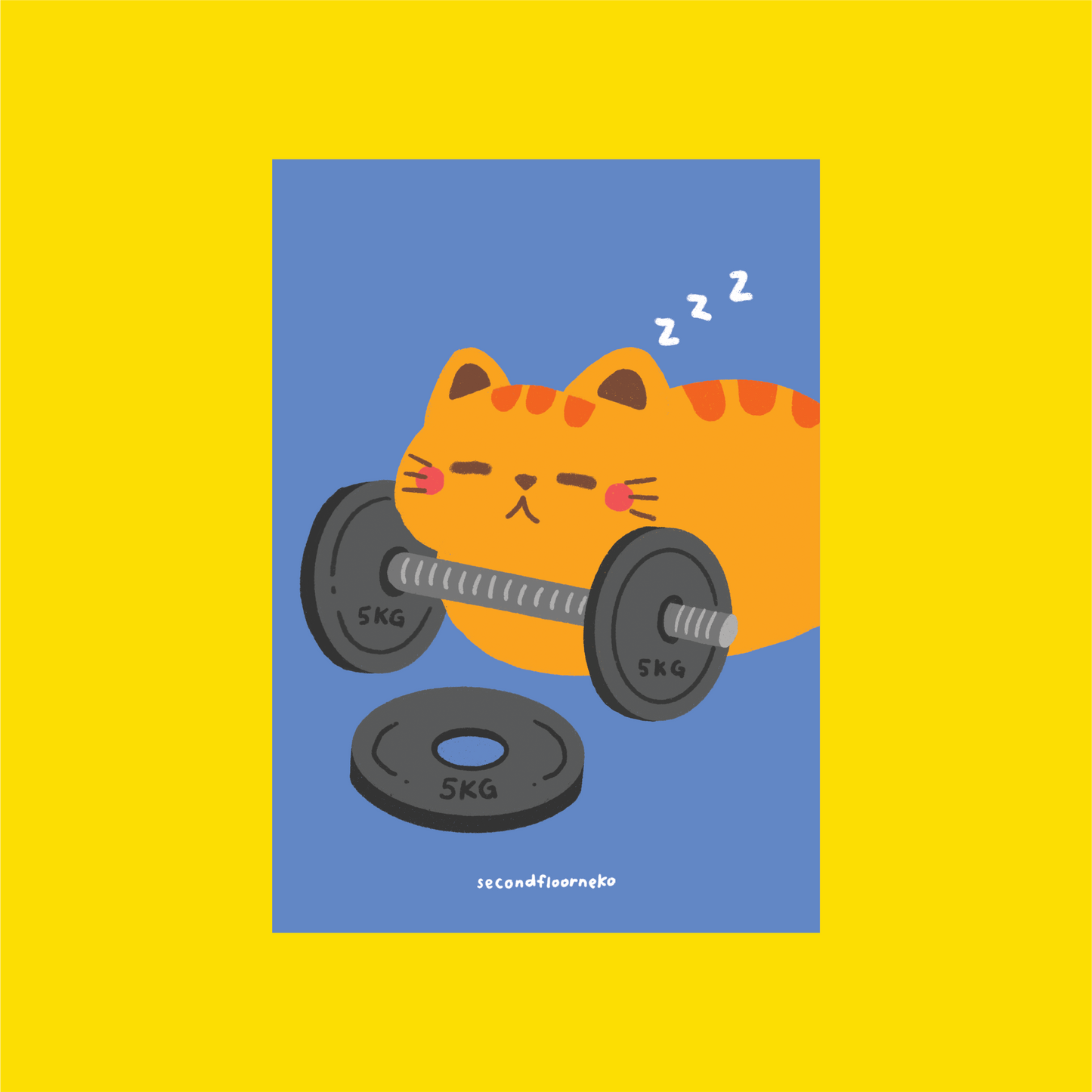 Gym cat A5 print