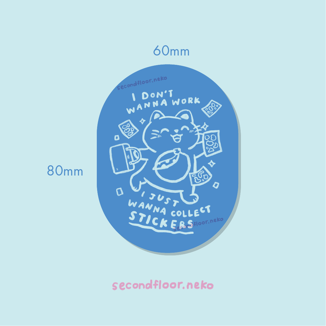 i wanna collect stickers - die-cut sticker blue