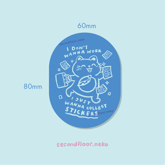 i wanna collect stickers - die-cut sticker blue