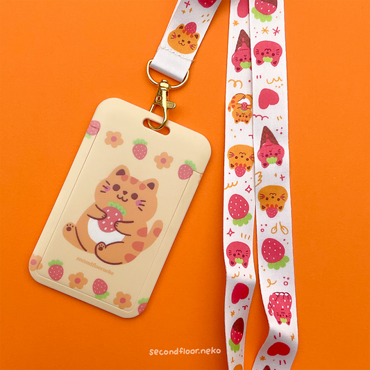 Strawberry Cats Lanyard