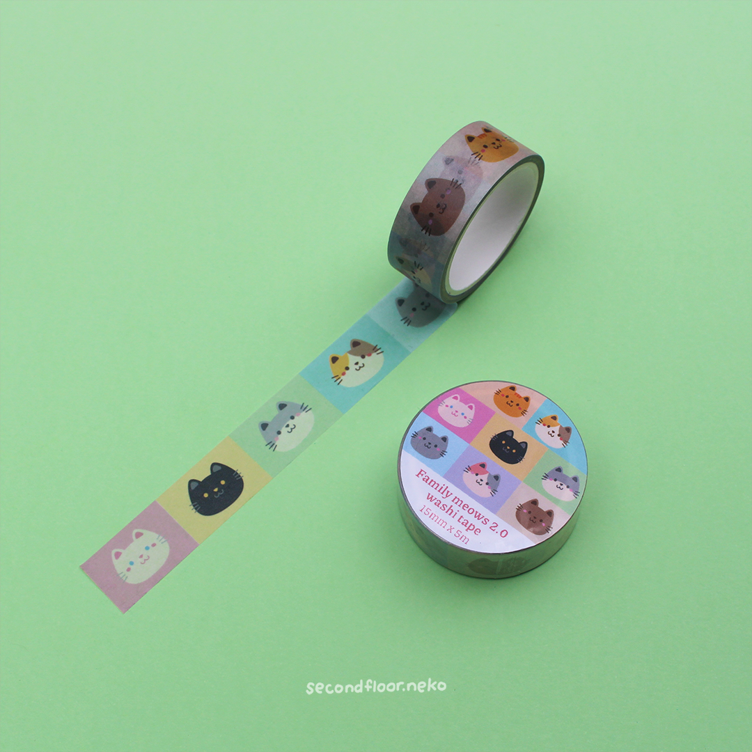 Family meow washi tape