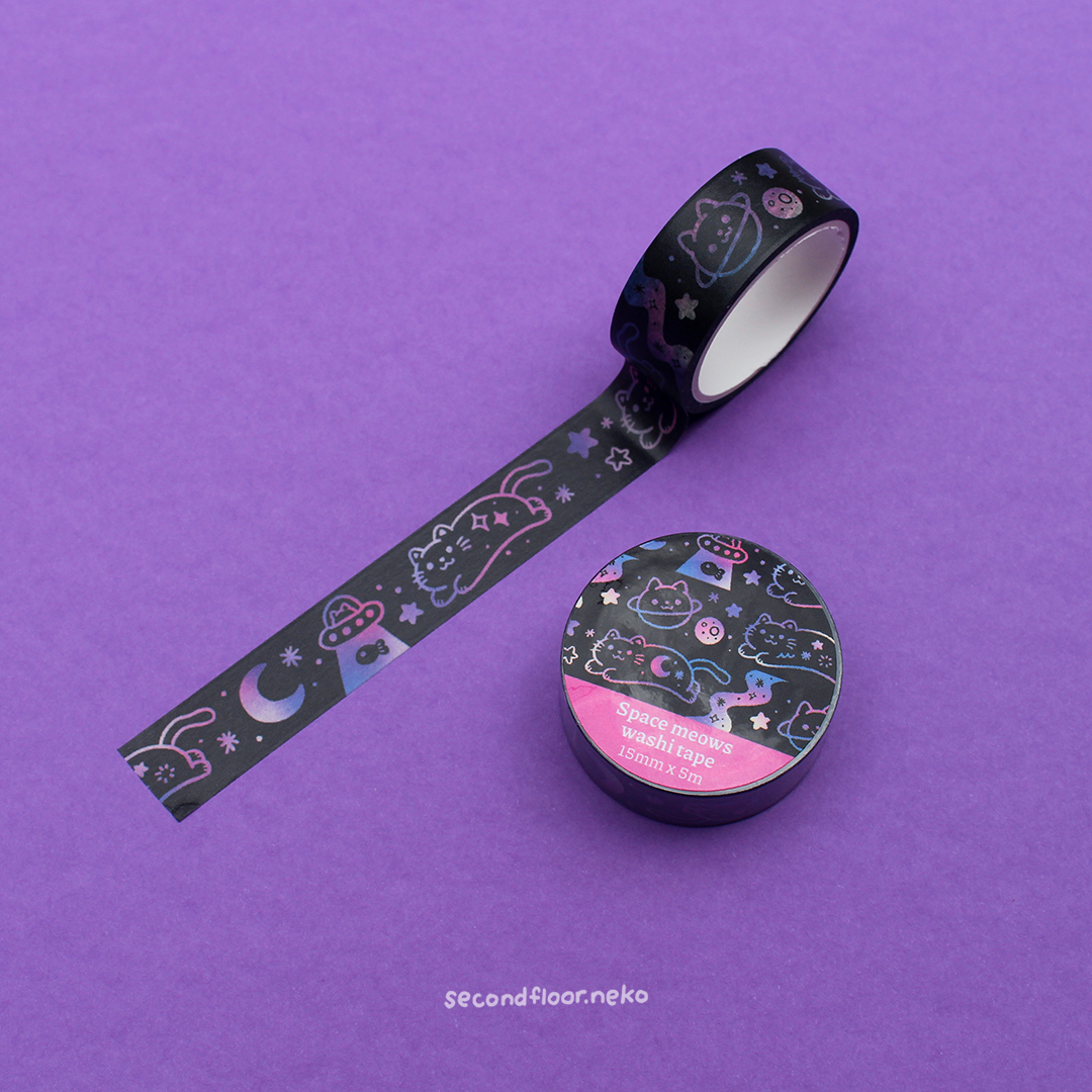 Space meows washi tape